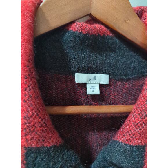 J Jill Red Buffalo Check Cardigan Sweater - Picture 3 of 4